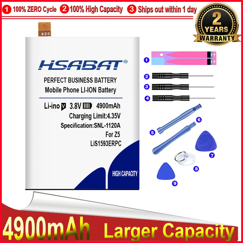 Аккумулятор HSABAT большой емкости 4900 мАч LIS1593ERPC для Sony Xperia Z5 E6633 E6653 E6683 E6603 |