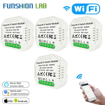 

2 Gang WiFi Smart Light Switch Hidden Diy Module Smart Life/Tuya APP Remote Control Works with Alexa Echo Google Home 1/2 Way