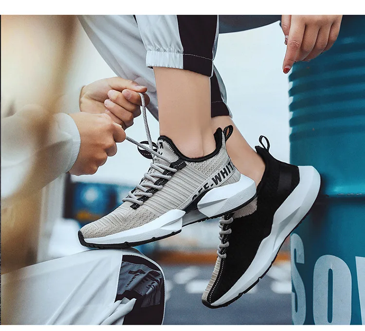 Couples Casual White Shoes Fly Woven Breathable Extra High Old Man Shoes Students Lightweight Sports Running Shoes Online Celebr