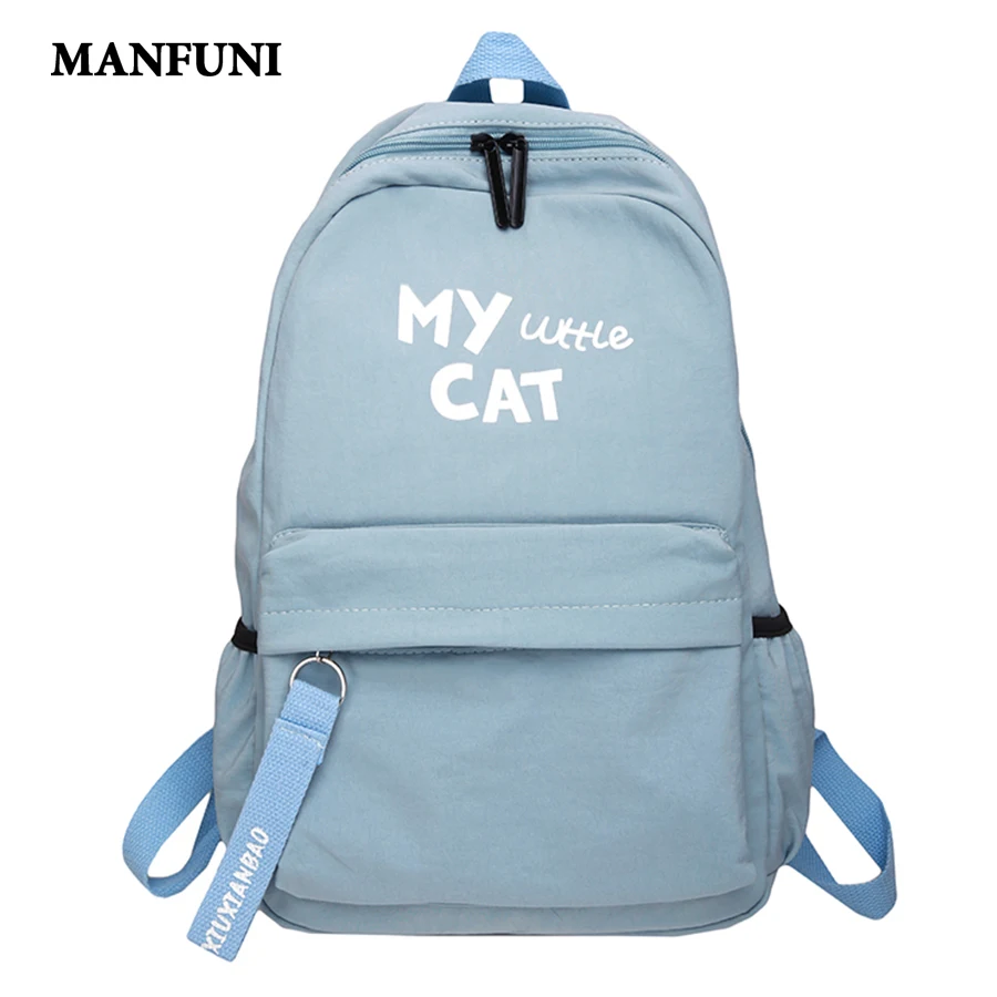 

High Quality Canvas Women Backpack Solid Color Casual Travel Bag Letter Large Capacity Female School Backpack Mochila Feminina