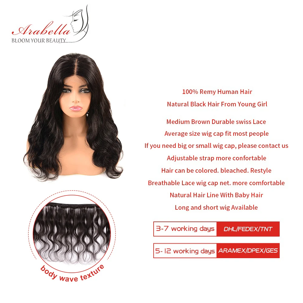 Объемный волнистый парик 180% плотность натуральный цвет remy волосы Arabella предварительно выщипанные с волосами младенца 4*4 закрытие шнурка человеческие волосы парики