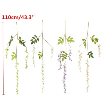 

12pcs/lot Wedding Decor Artificial Silk Wisteria Flower Vines hanging Rattan Bride flowers Garland For Home Garden Hotel