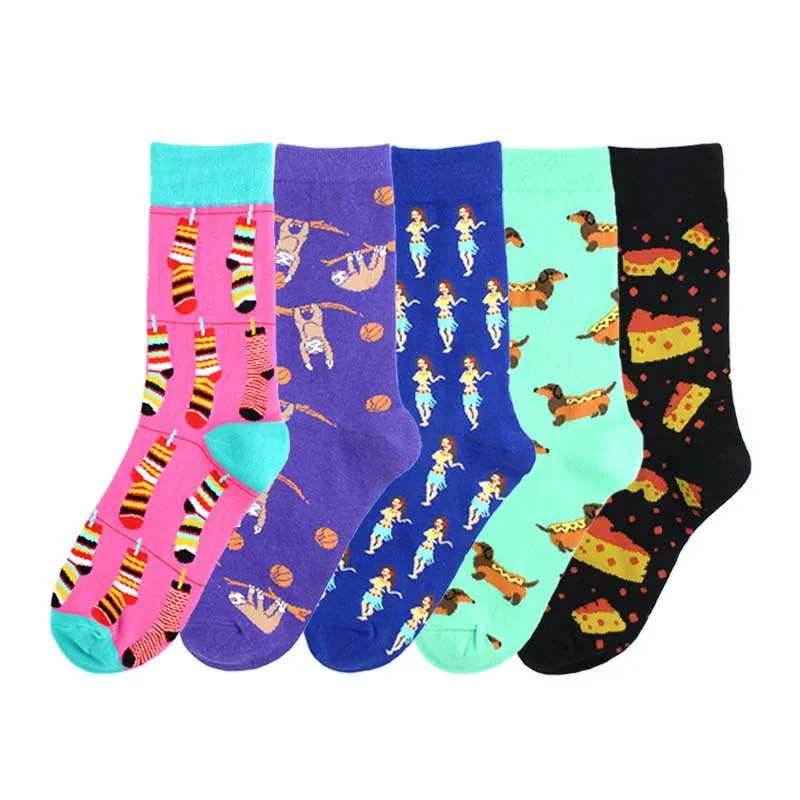 Kawaii Смешные забавные носки модные милые мягкие новые мужские хлопковые носки Единорог инопланетянин динозавр утка красочный мультфильм