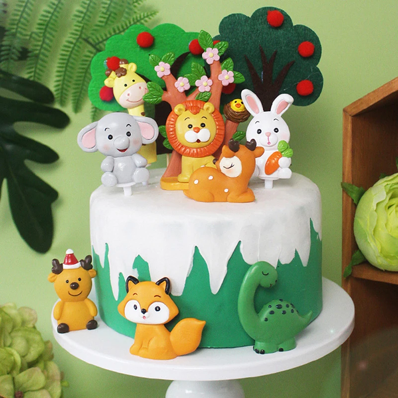 Rabbit Pig Lion Decoration Frog Elephant for Children's Day Party Cake Topper Wedding Happy Birthday Supplies Baking Cute Gifts | Дом и