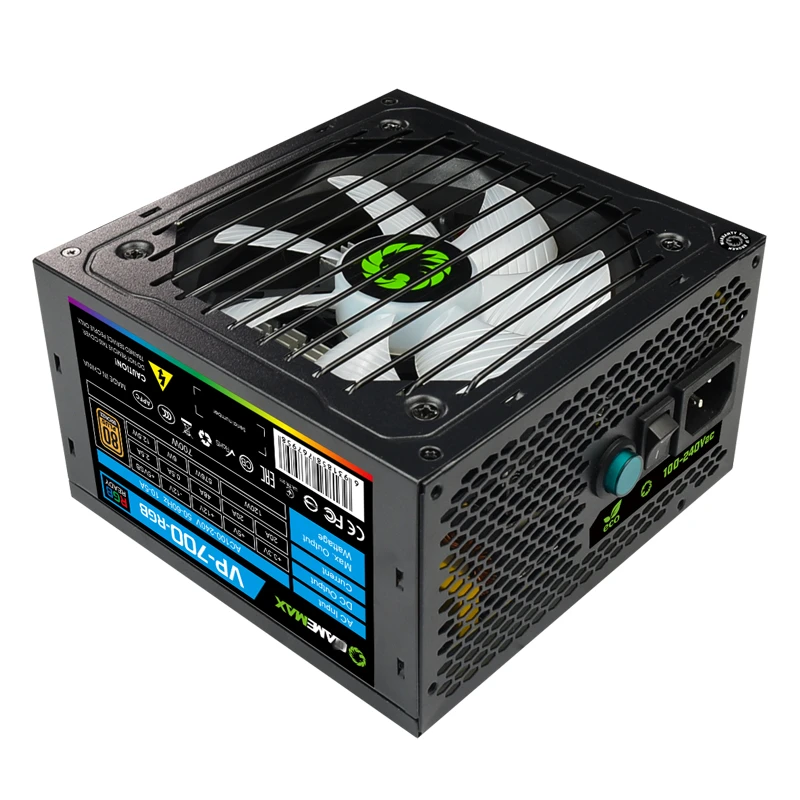 Блок питания для GameMax ATX12V немодульный игровой бесшумный источник питания Номинальная мощность 800 Вт/700 Вт пиковая мощность 850 Вт/750 Вт источник питания VP-800-RGB VP-700-RGB