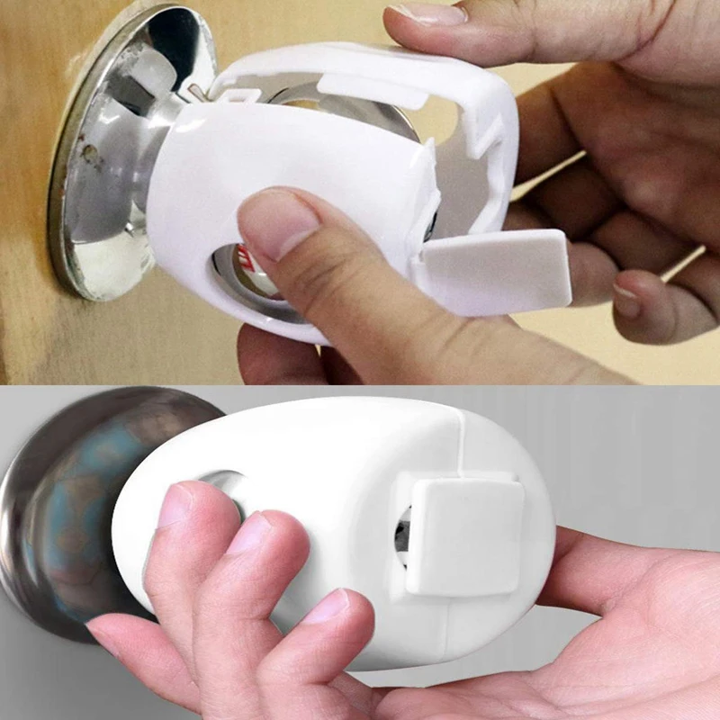 Дверная ручка Защитная крышка для детей(4 шт. в упаковке) Детская дверная ручка Защитная крышка Запираемая конструкция защищает ребенка от открывания дверей Whi