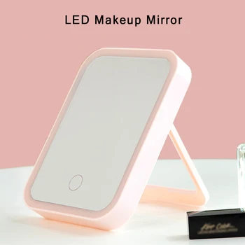 

Makeup Mirror With LED Light USB Charging Fill Light desktop Folding Portable Mirrors With Touch Dimmer Switch Vanity Mirror