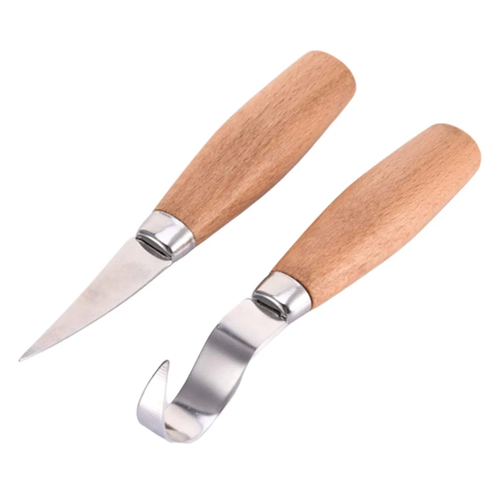 2pcs Set Wood Carving Knife Stainless Steel Woodcarving Cutter Woodwork Sculptural Diy Wood Handle Spoon Carving Tools Kit Chisel Aliexpress