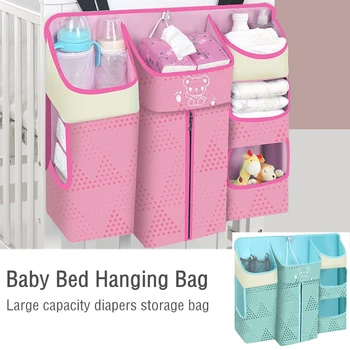 

Big Capacity Baby Bed Hanging Bag Crib Torganizer Diaper Storage Strong Support Cradle Pockets Cot Bed Breathable Net Yarn Pouch