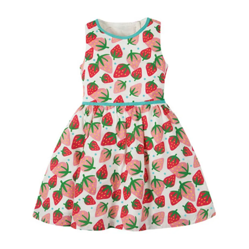 LMS0679 Little Maven/ новые летние с коротким рукавом детская одежда для девочек, детская одежда для маленьких девочек с милым клубничным принтом Платье с принтом для девочек платья От 2 до 7 лет - Цвет: LMS0679