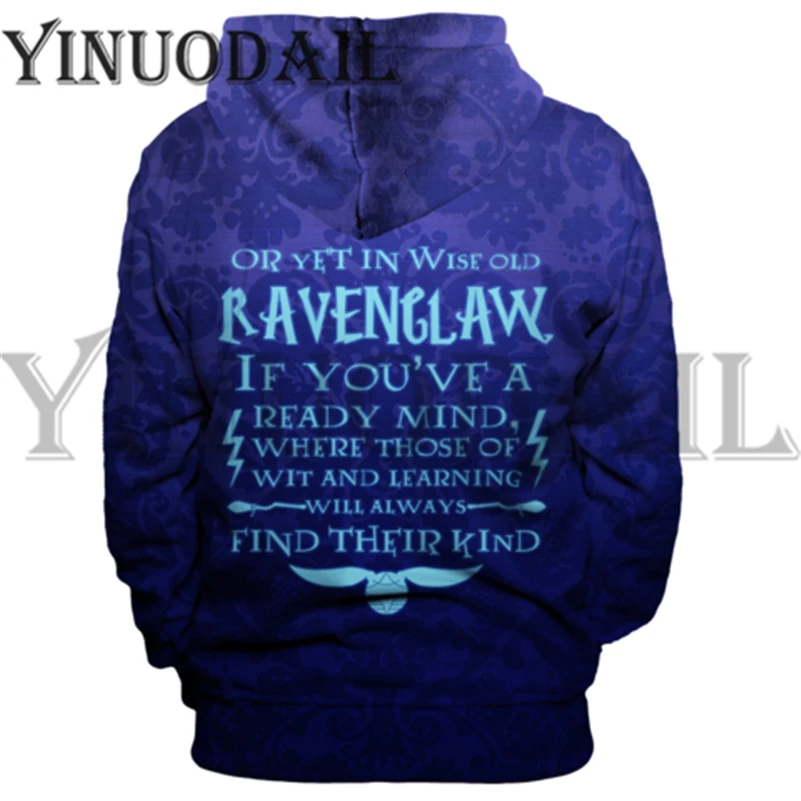 YINUODAIL мужские спортивные толстовки Wizardry 3D Толстовка Хогвартс Ravenclaw Gryffindor комплект уличная Косплей Костюм