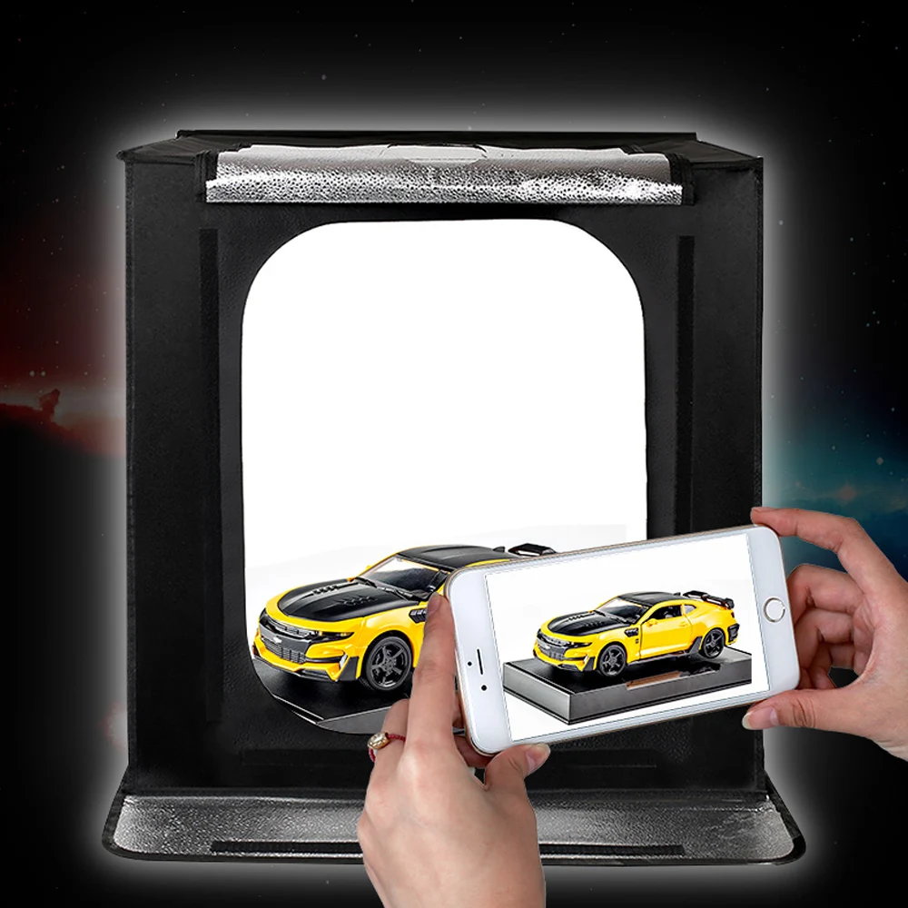 SPASH 60x60cm 24 inch Portable Mini Photo Studio Box Softbox 46W 3400LM White LightBox Lighting Studio Shooting Tent Box Kit 11