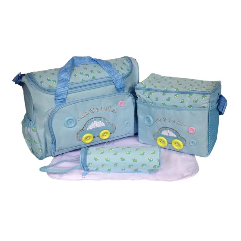  Fashion Multifunctional Mummy Bag Four-piece Oxford Fabric Cartoon Car Waterproof Mom Bag