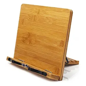

Bamboo Book Stand Cookbook Music Book Holder with 5 Adjustable Height JS22