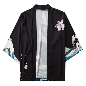 

The most handsome shirt! Summer Japanese Five Point Sleeves Kimono Mens And Womens Cloak Jacke Top Blouse рубашка Purchasing
