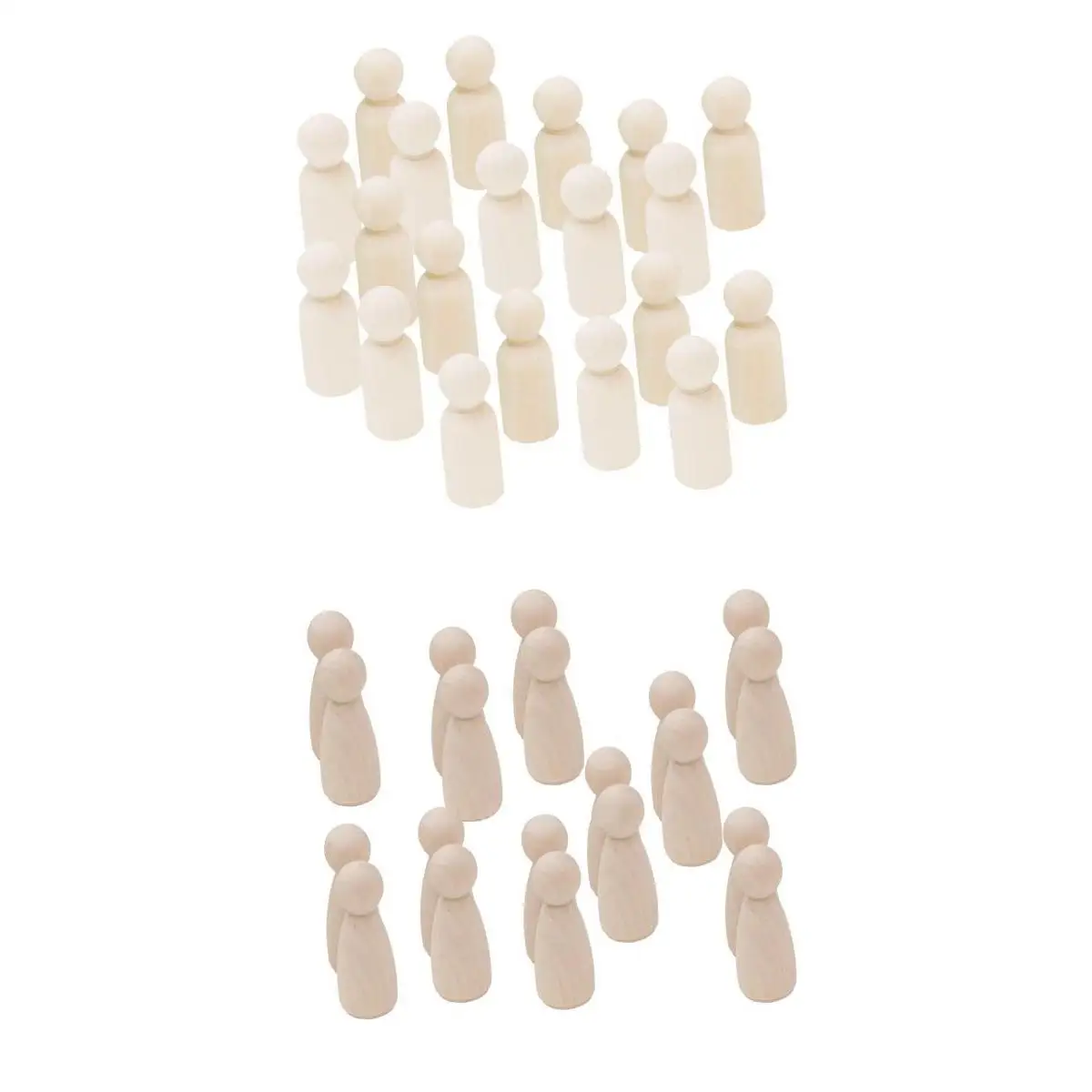 40 Pieces/Set Solid Hard Wood People 35mm Male & Female Bodies Natural Unfinished Wooden Family Wood Peg Dolls Ready for Paint