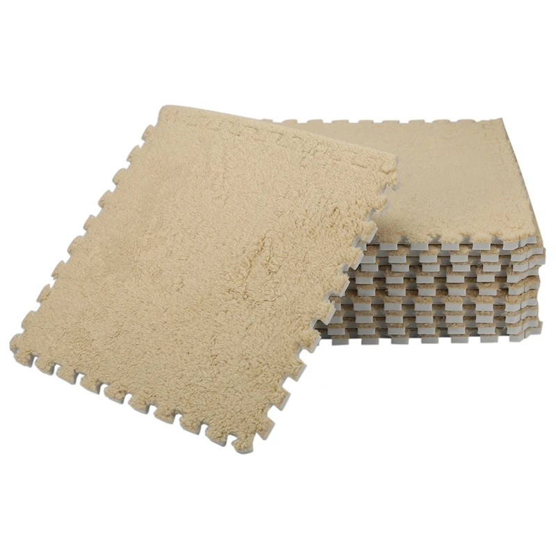 10 Piece Interlocking Foam EVA Fuzzy Mat Flooring Fluffy Carpet Tiles For Kids - Perfect Nursery Décor Baby Room Playroom | Дом и сад