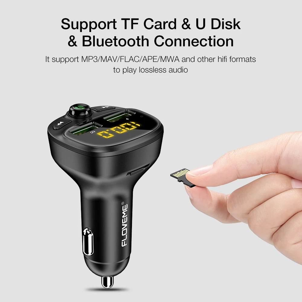 FLOVEME двойной зарядное устройство USB для мобильного телефона громкой связи fm-передатчик Bluetooth беспроводной плеер Зарядное устройство для iPhone samsung