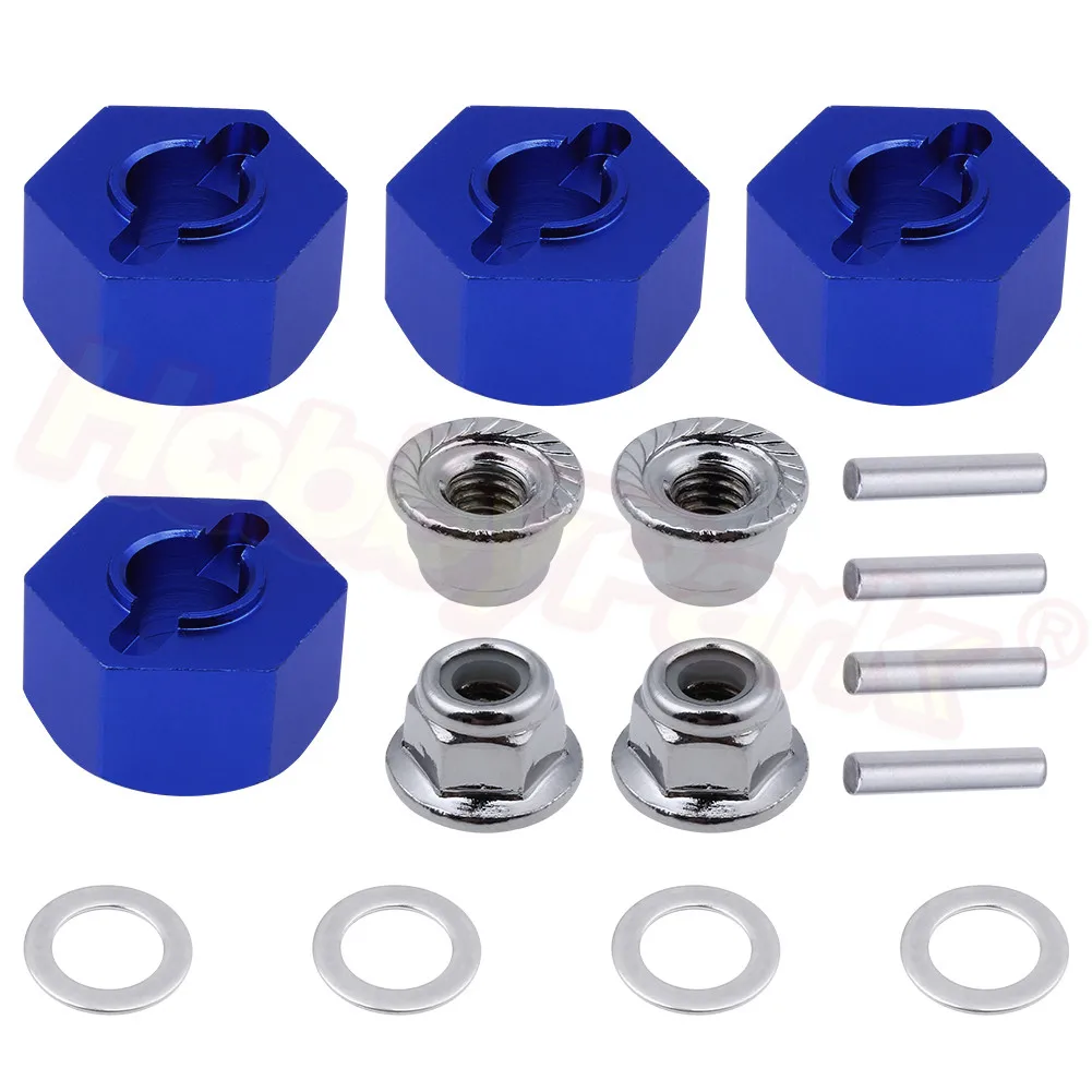 Aluminum 12mm Hex Wheel Hubs Pins And Flanged M4 Lock