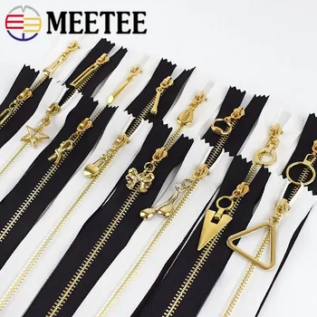 

Meetee 5/10pcs 20/30cm 3# Metal Zipper Close-End Auto Lock Zip Puller Head Decor DIY Bag Purse Garment Sewing Tailor Accessory