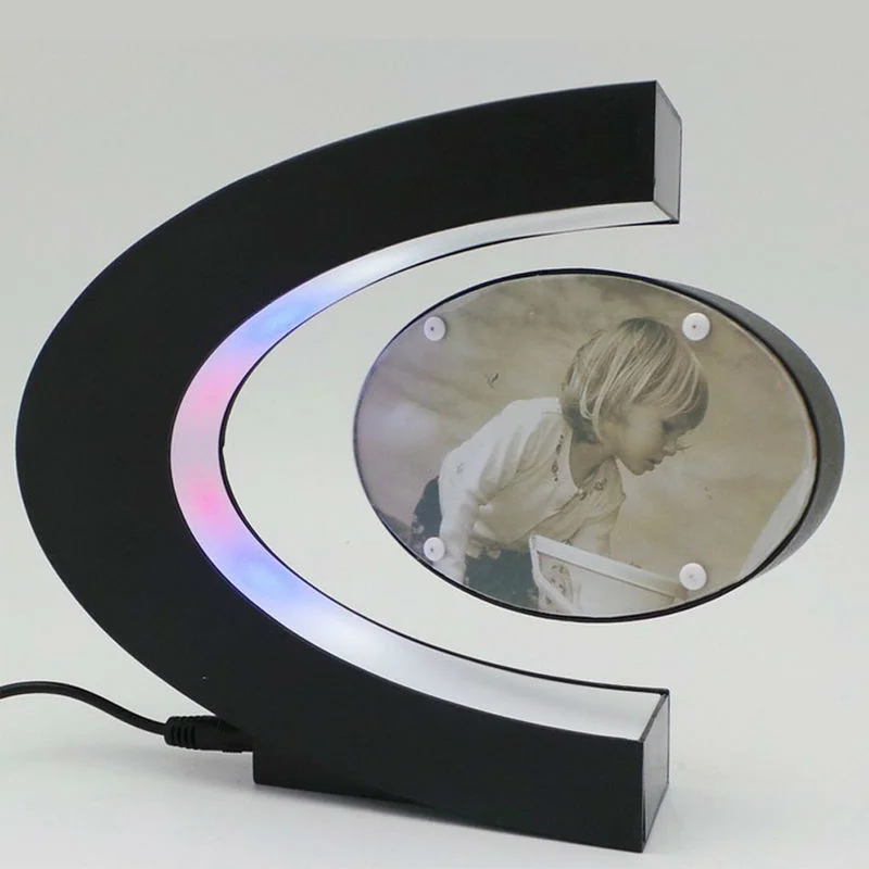 C Форма электронная магнитная левитация плавающая фоторамка с светодиодный свет