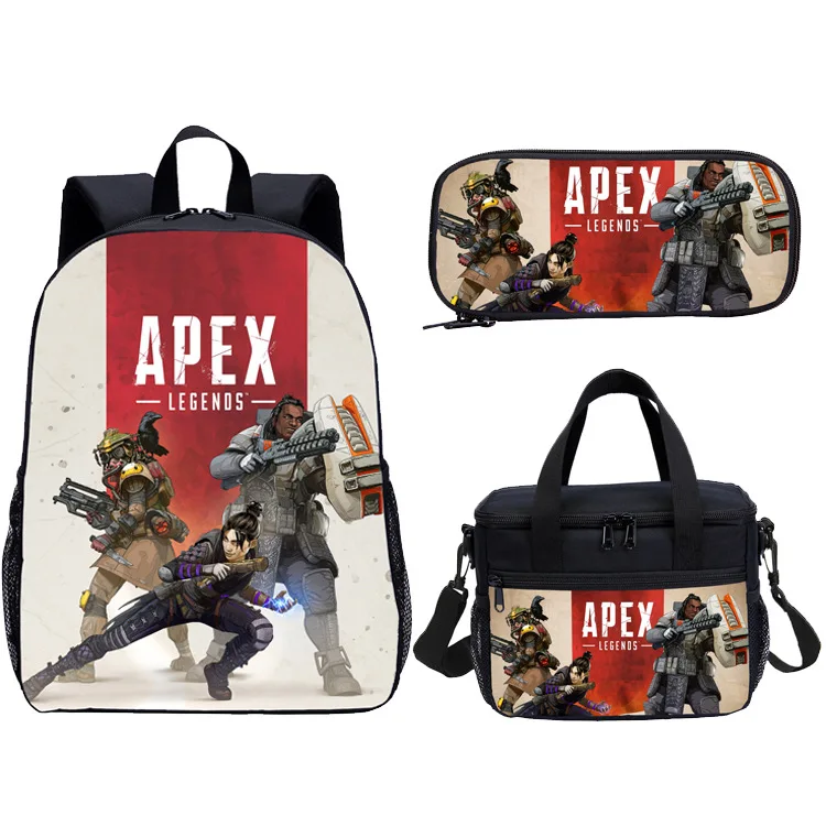 

Game Apex Hero School Bag Three-piece Set Combination Primary School STUDENT'S Backpack Lunch Bag Combination