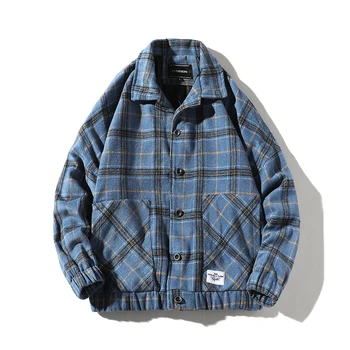

2020 Autumn Men Plaid Jackets Winter Woolen Coat lovers Coats Outwear Winter Man Jacket Casual JP64