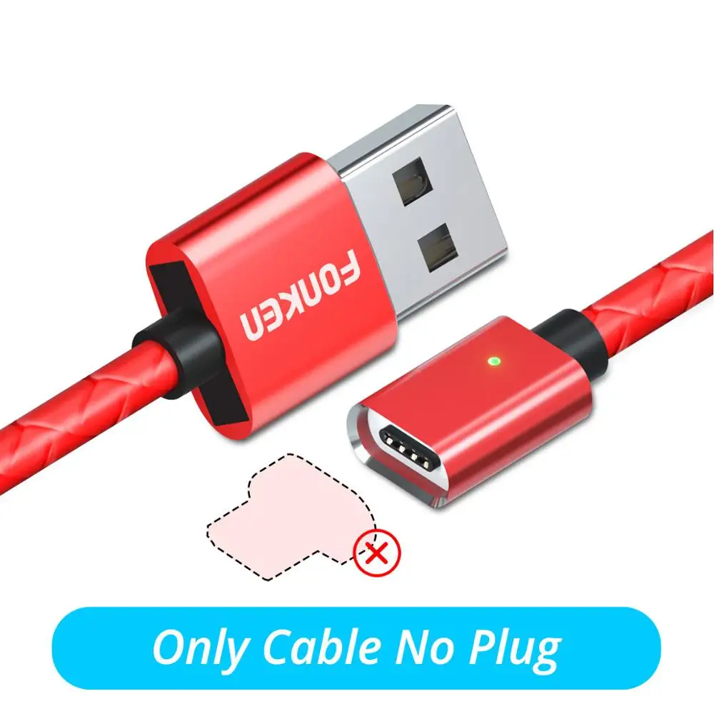 Магнитный кабель для быстрой зарядки, длинный Магнитный кабель Micro US C-type, синхронный Магнитный кабель для передачи данных для samsung IPhone huawei - Цвет: Red Cable No Plug