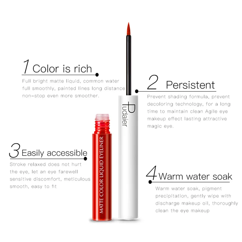 1Pc Pudaier 15 Color Liquid Eyeliner Long Lasting Waterproof Pencils Matte Multicolor Eye Liner Makeup Pen TSLM1