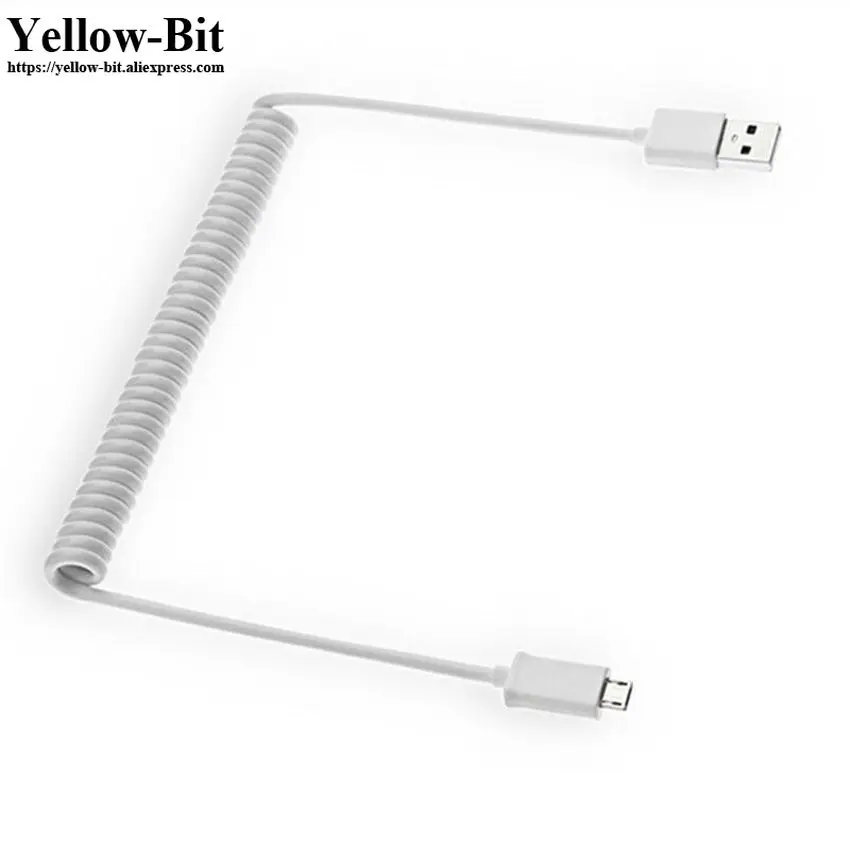 Спиральный USB Micro 5Pin 5P штекер 2 0 A Штекер кабель белый/черный|Кабели для