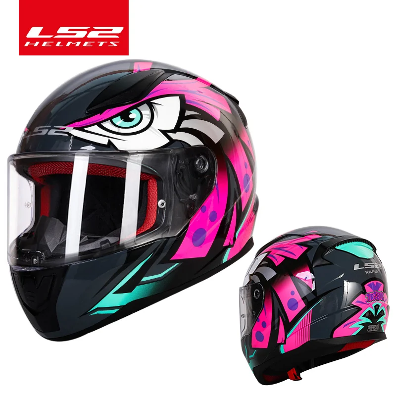 LS2 Быстрый Полный лицевой мото rcycle шлем moto capacete ls2 ff353 ABS безопасная структура уличный гоночный шлем - Цвет: pink tribe