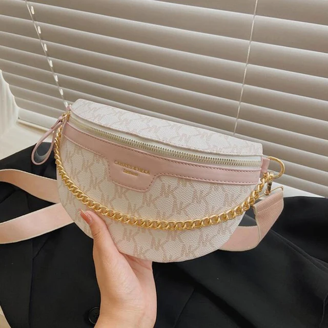 Waist Bags for Women Luxury Designer Brand Handbag Female Shopper Shoulder Purse Belt Banana Wallet Fanny Pack 2022 New Trend white pink 3