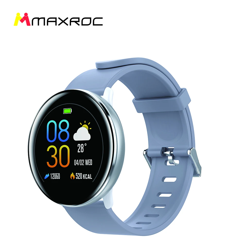 MAXROC SN59 Смарт-часы для Andriod IOS 1,22 ''ips полный сенсорный экран IP68 Водонепроницаемый мониторинг сердечного ритма несколько видов спорта - Цвет: Silver-gray