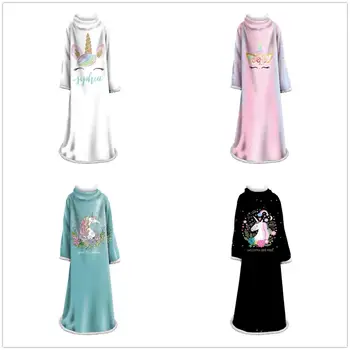 

Unicorn Adult Child Pregnant women thermal cotton velvet thicken winter shawl blanket 3D Digital Print hooded coat Blanket