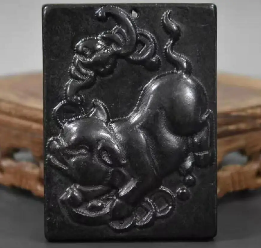 Хуншанская культура архаизовая черная железная метеоритная скульптура свинья bi