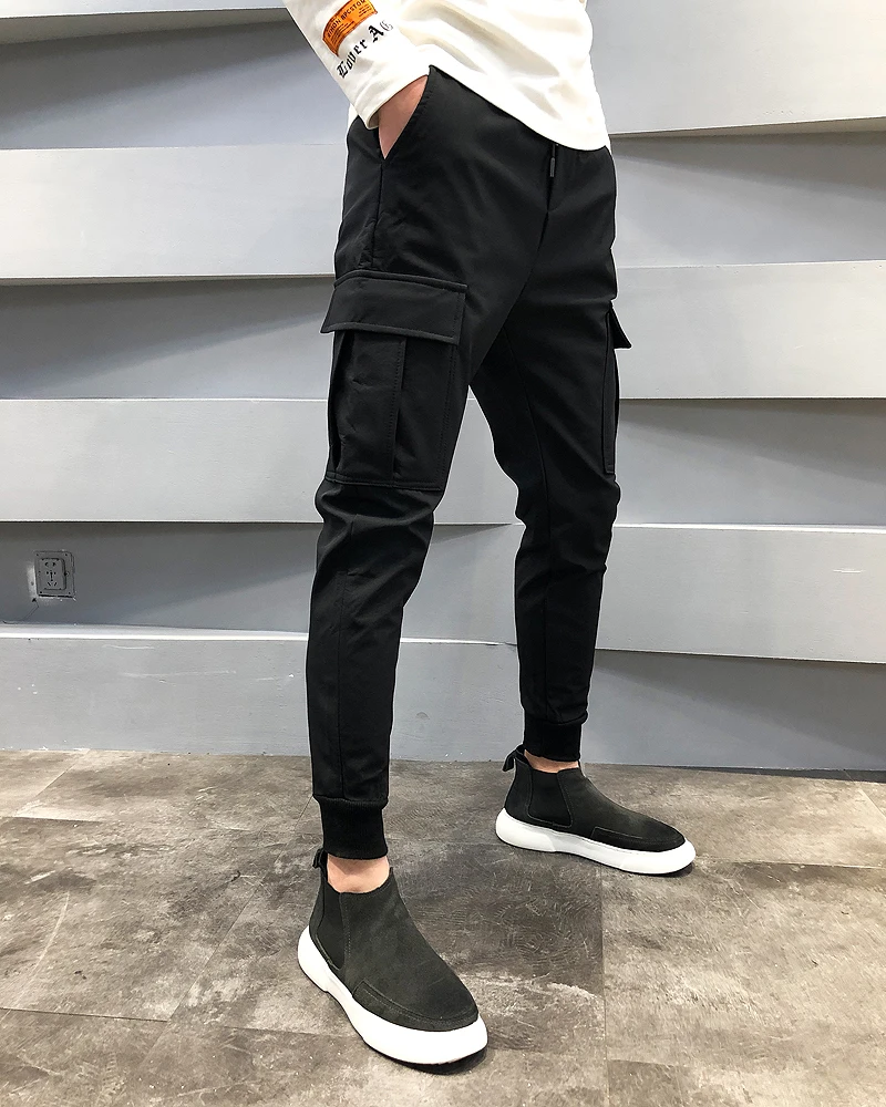 New Autumn Winter Cargo Pants Men Fashion Side Pocket Decor Mens Casual Harem Pants Slim Fit Joggers Men Streetwear Hip Hop
