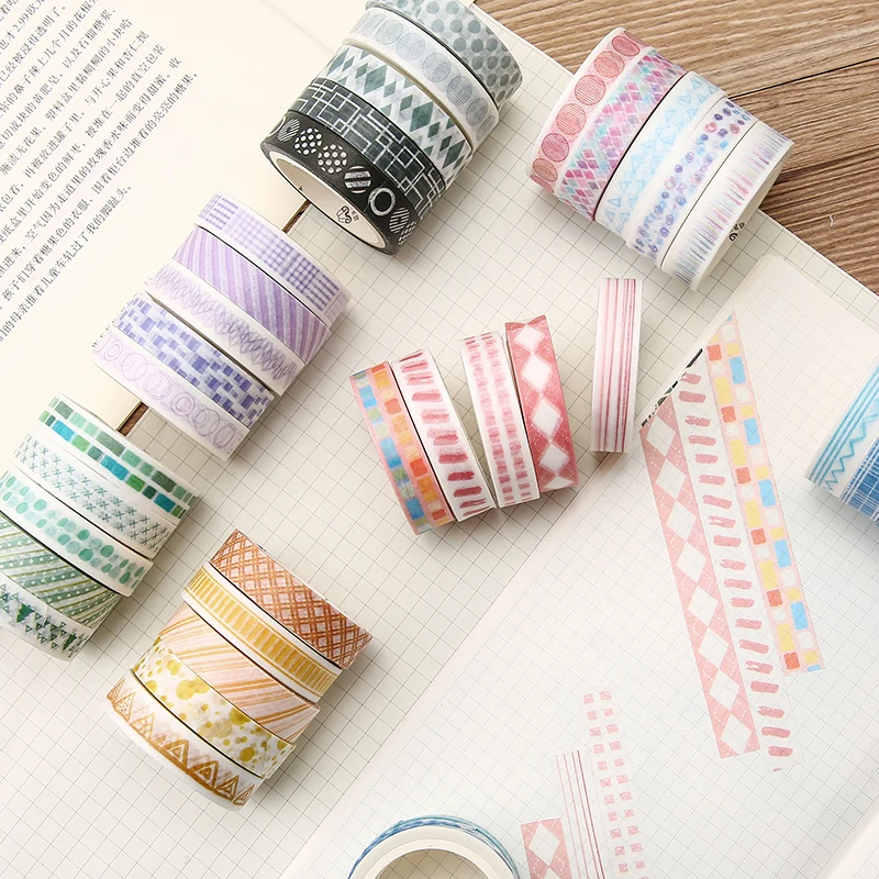 

5pcs/lot Washi Tape Set Geometric Masking Washi Tape DIY Decoration Scrapbooking Adhesive Tape Label Journal Sticker Stationery
