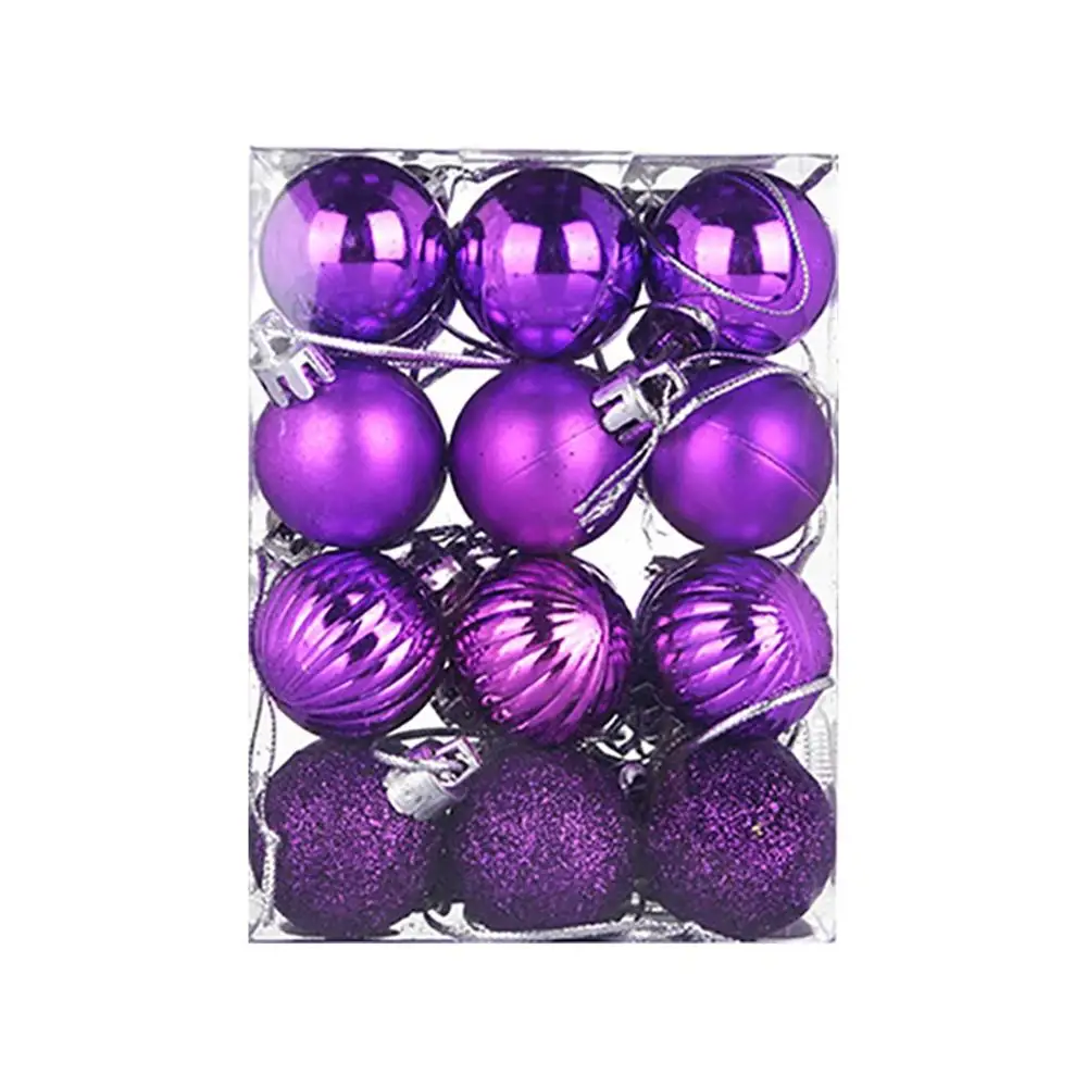 24pcs/lot 30mm Christmas Tree Decor Ball Bauble Hanging Xmas Party Ornament Decorations for Home Christmas Party Supplies&xs - Цвет: Purple