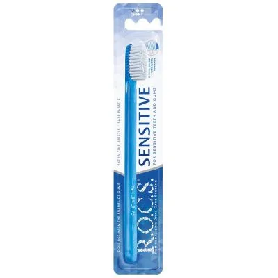 Зубная щетка R.O.C.S. Sensitive, мягкая, синяя, 1 шт