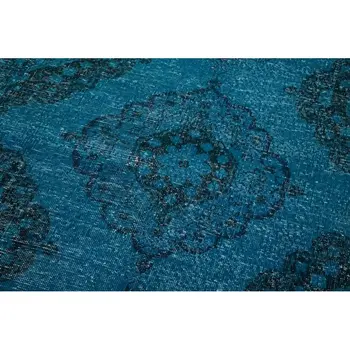 

150x403 Cm Turquoise Handmade English Over Dyed Runner Rug-5x13 Ft