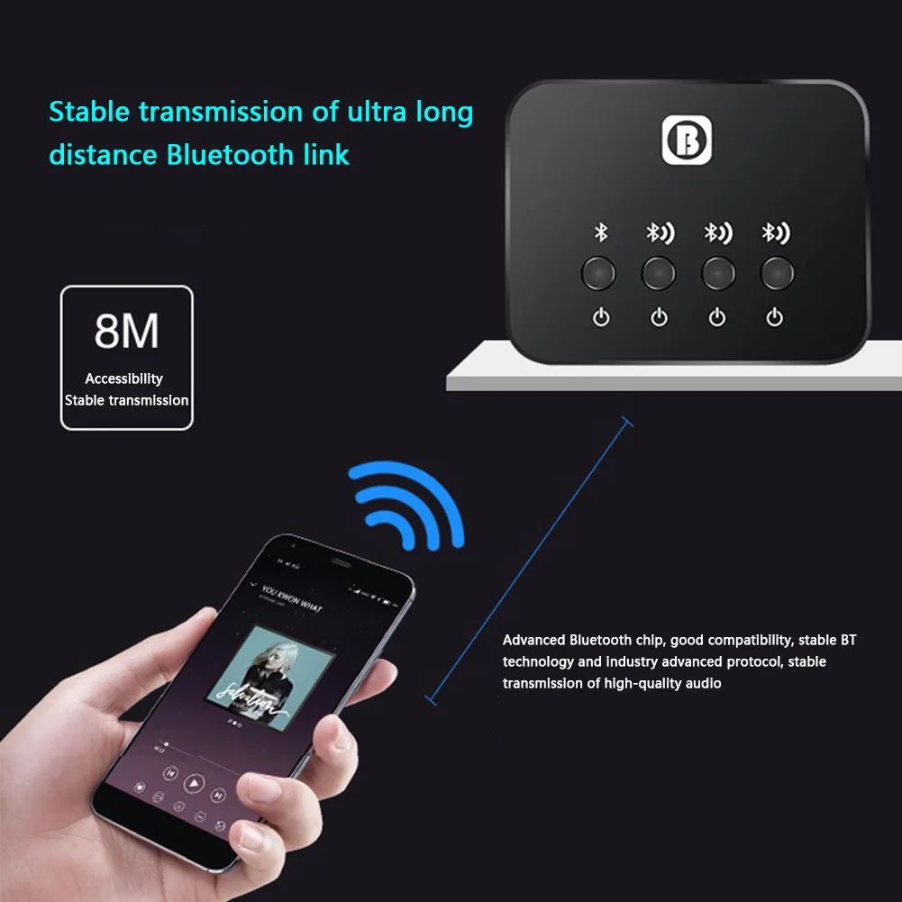 BW107 Portable Bluetooth 4 0 Audio Transmitter Splitter for PC Headphone TV Hi Fi Wireless Music Receiver Sharing Adapter 
