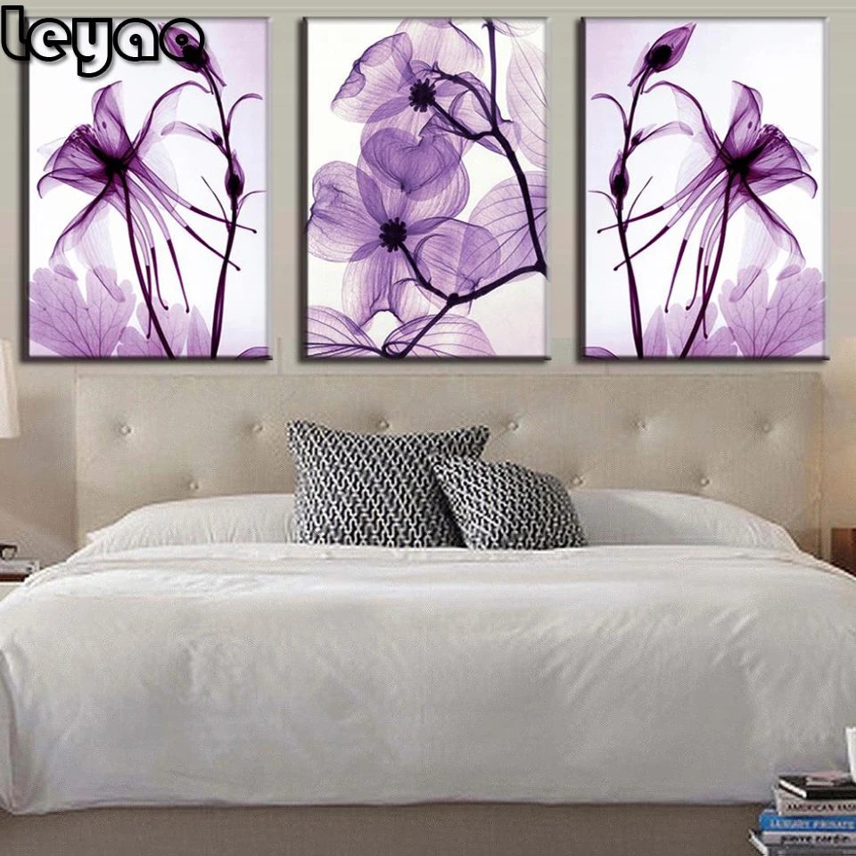 Diamond Paintings Full Square Triptych Home Decor Diamond Embroidery Cross Stitch Rose Flower Multi-Picture Combination 3 Pieces