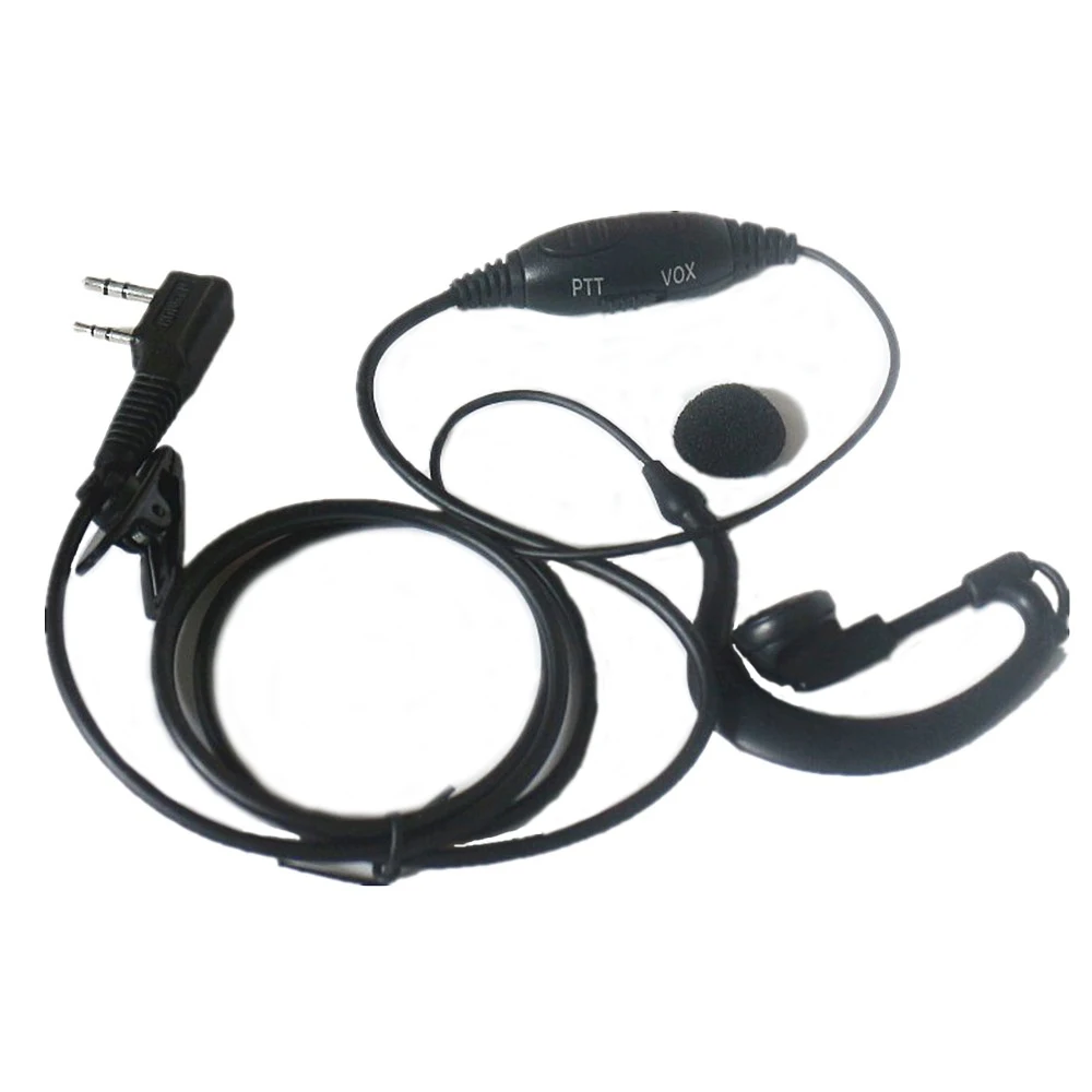 

2pc New 2-pin G Shape Headset Earpiece Security VOX PTT Mic For BAOFENG Radio UV5R UV3R BF-480 BF-490 BF-777s BF-888s