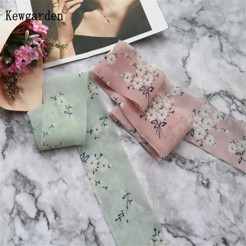 Kewgarden DIY Hairbow Brooch Flower Cloth Belt Accessories Riband Floral Chiffon Ribbon 1.5&quot 38mm Handmade Tape Wholesale 25Yard | Дом и