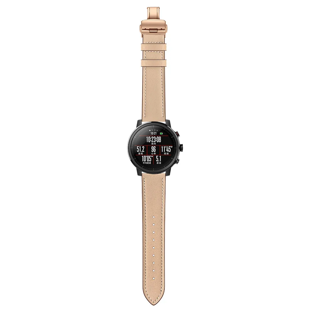 Кожаный браслет для Xiaomi Huami AMAZFIT 2/2S Stratos, модный ремешок, стальной ремешок с пряжкой, браслет на запястье