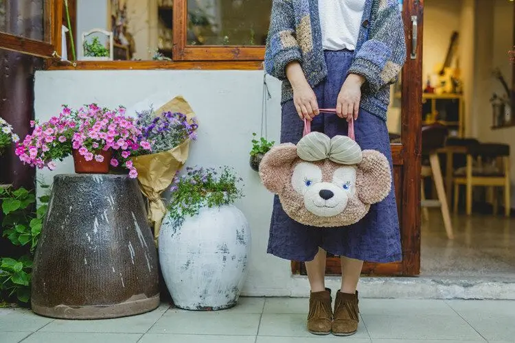 Kawaii аниме 45 см shelliemei медведь плюшевая Мягкая ручная Duffy Лицо Плюшевая Сумка-тоут сумка на плечо большие плюшевые детские рюкзаки