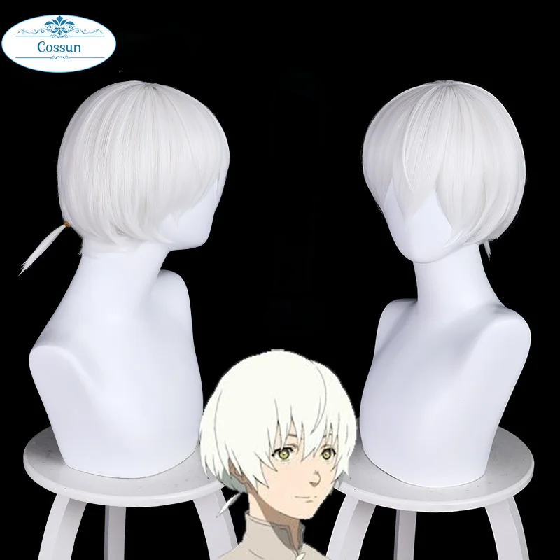Парик для косплея Fushi из аниме Твои вечности короткие волосы белого цвета с
