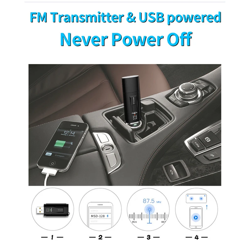 Car USB Bluetooth 5.0 FM transmitter 3.5Aux Wireless Audio Receiver for Bluetooth Free FM Radio Mp3 Player