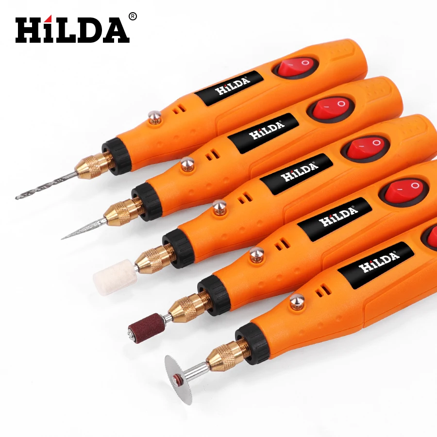 Baratos Herramienta giratoria HILDA Mini taladro 12V bolígrafo de grabado con accesorios de molienda juego multifunción Mini bolígrafo de grabado para herramientas dremel