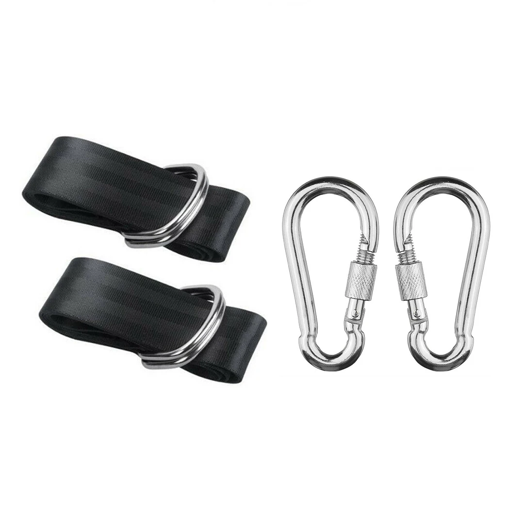 

1 Set Easy Installation Heavy Duty Hammock Swing Tree Hanging Straps Rope Belt Carabiner Hooks